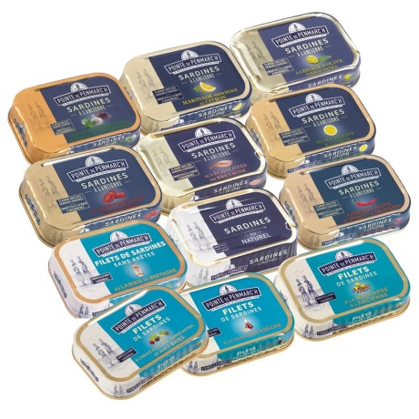 Assortiment 12 boîtes de sardines et filets en boîtes de conserve | Pointe de Penmarc'h