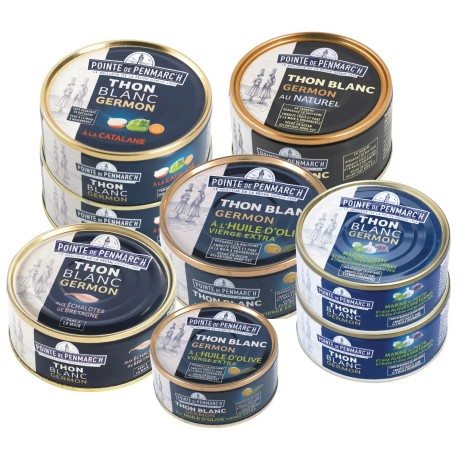 Assortiment de thon blanc germon en boîte de conserve - 9 boîtes, 5 recettes variées | Pointe de Penmarc'h