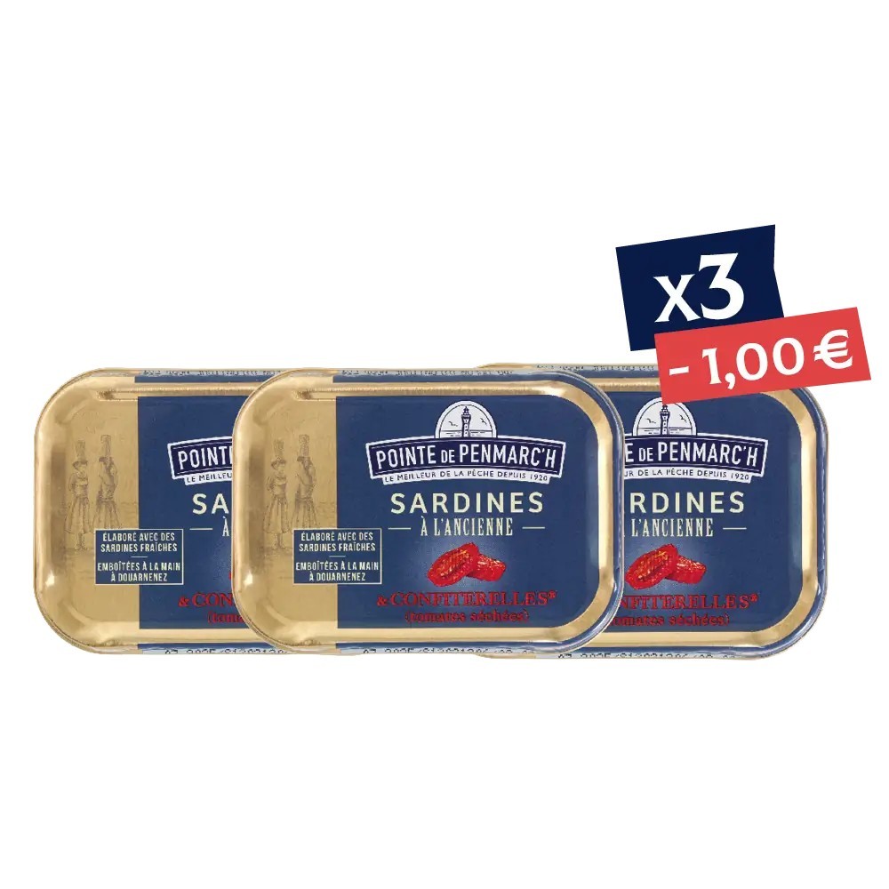 Sardines à l’ancienne confiterelles en boîte de conserve - Lot de 3 - Offre spéciale | Pointe de Penmarc'h