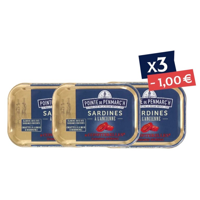 Sardines à l’ancienne confiterelles en boîte de conserve - Lot de 3 - Offre spéciale | Pointe de Penmarc'h