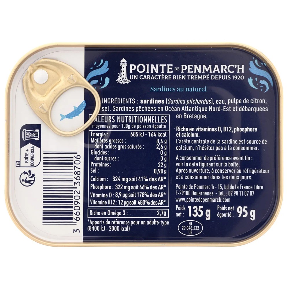 Sardines au naturel en boîte de conserve | Pointe de Penmarc'h