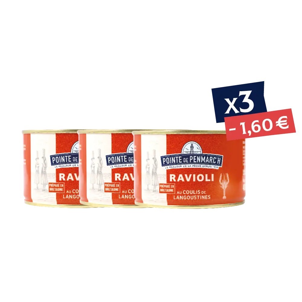 Ravioli au coulis de langoustines - le lot de 3 boîtes de 400 g