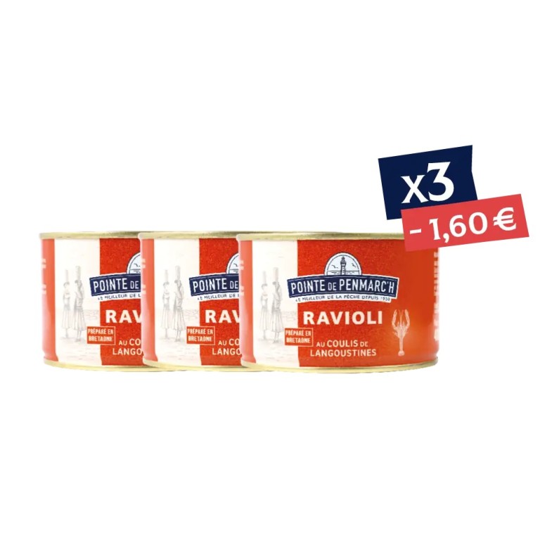 Ravioli au coulis de langoustines - le lot de 3 boîtes de 400 g