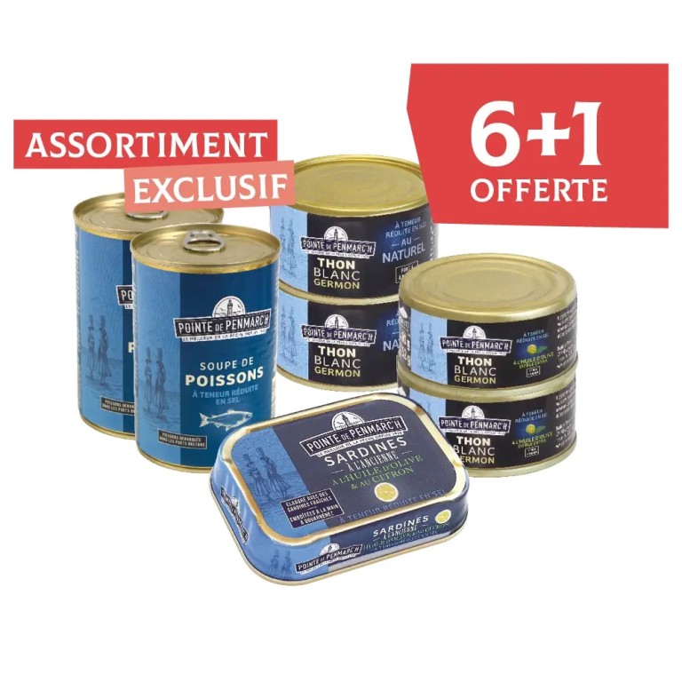 Assortiment poissons à teneur réduite en sel en boîte de conserve | Pointe de Penmarc'h