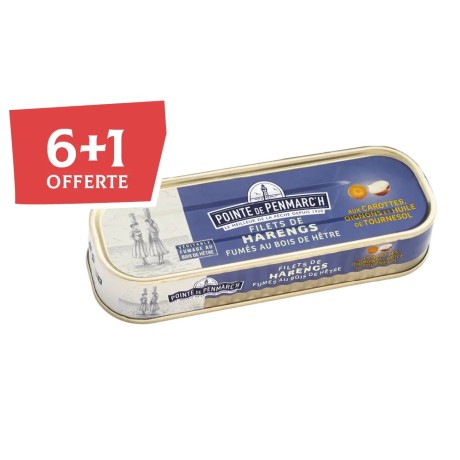 Filets de hareng fumés bois de hêtre en boîte de conserve - Lot de 7 dont 1 offerte | Pointe de Penmarc'h