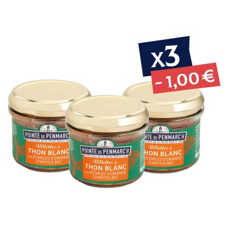 Rillettes de thon blanc germon aux écorces d'orange confites BIO - le lot de 3 verrines de 100 g