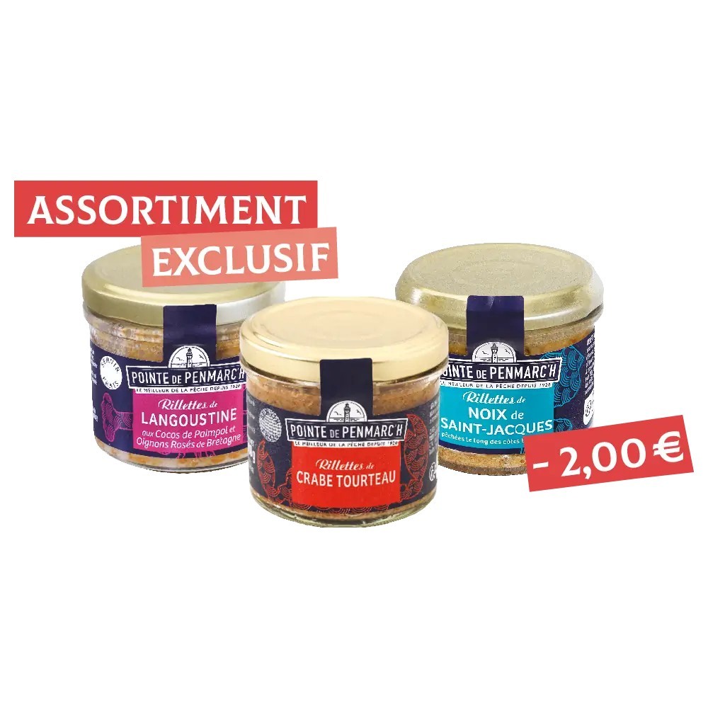 Assortiment de rillettes de coquillages et crustacés