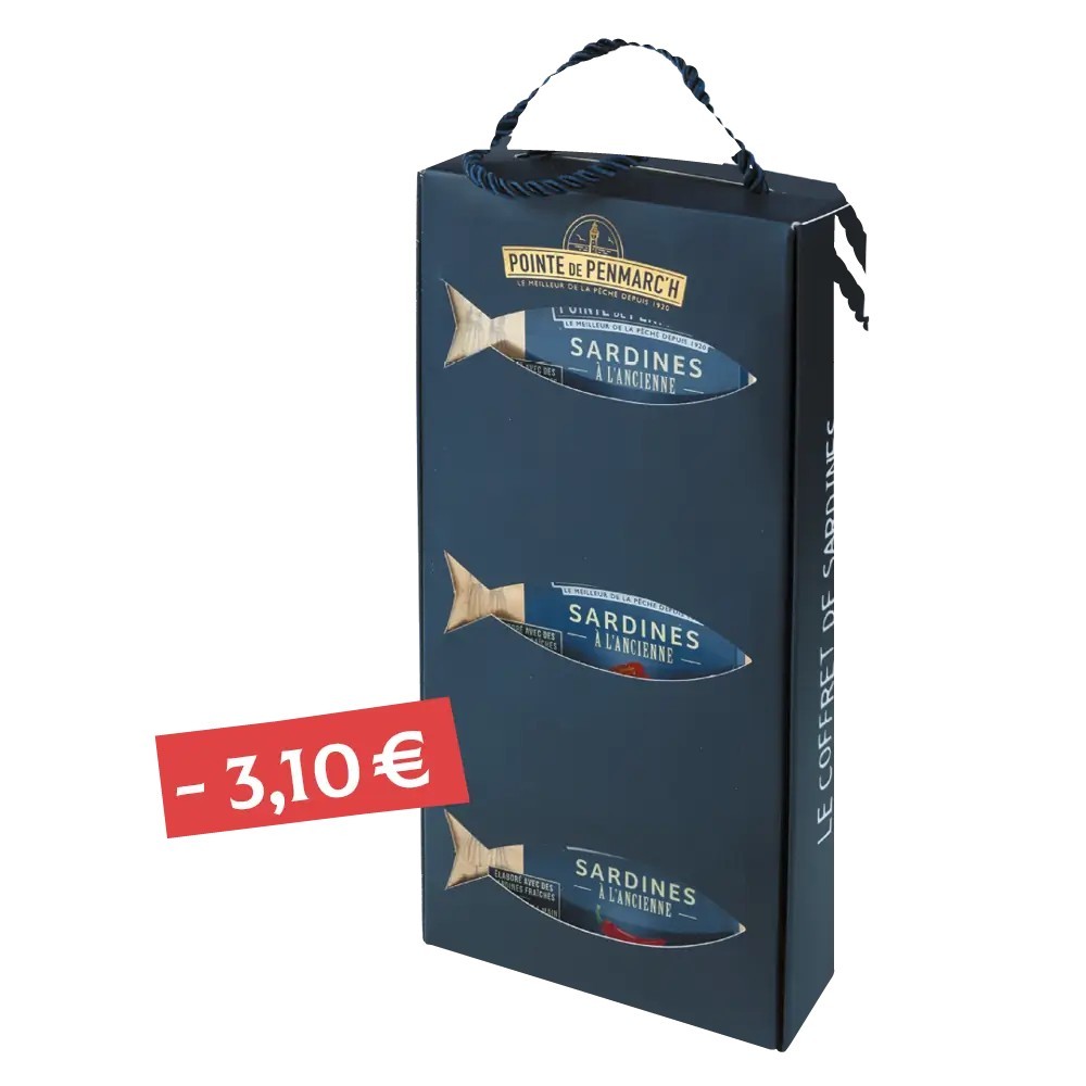 Coffret cordelette de 6 boîtes de sardines à l'ancienne