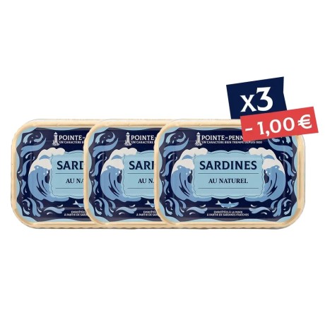 Sardines au naturel - le lot de 3 boîtes de 135 g