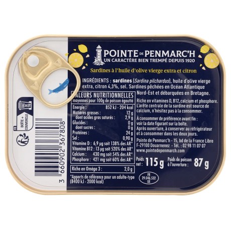 Sardines à l'ancienne à l'huile d'olive et au citron en boîte de conserve | Pointe de Penmarc'h