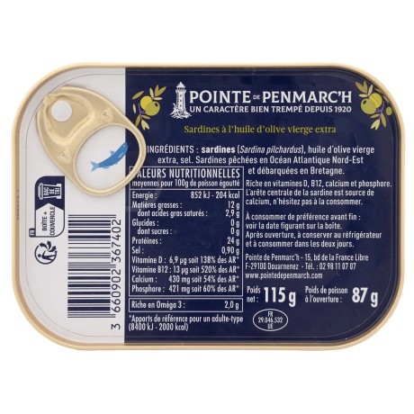 Sardines à l’ancienne à l’huile d’olive vierge extra en boîte de conserve | Pointe de Penmarc'h