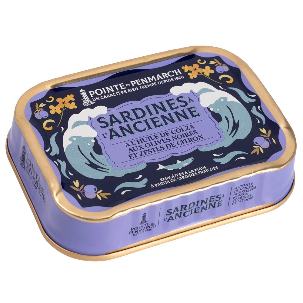 Sardines à l'ancienne à l'huile de colza aux olives noires et zestes de citron