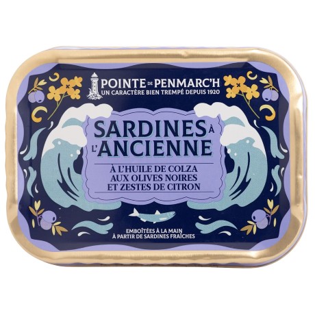 Sardines à l'ancienne à l'huile de colza aux olives noires et zestes de citron