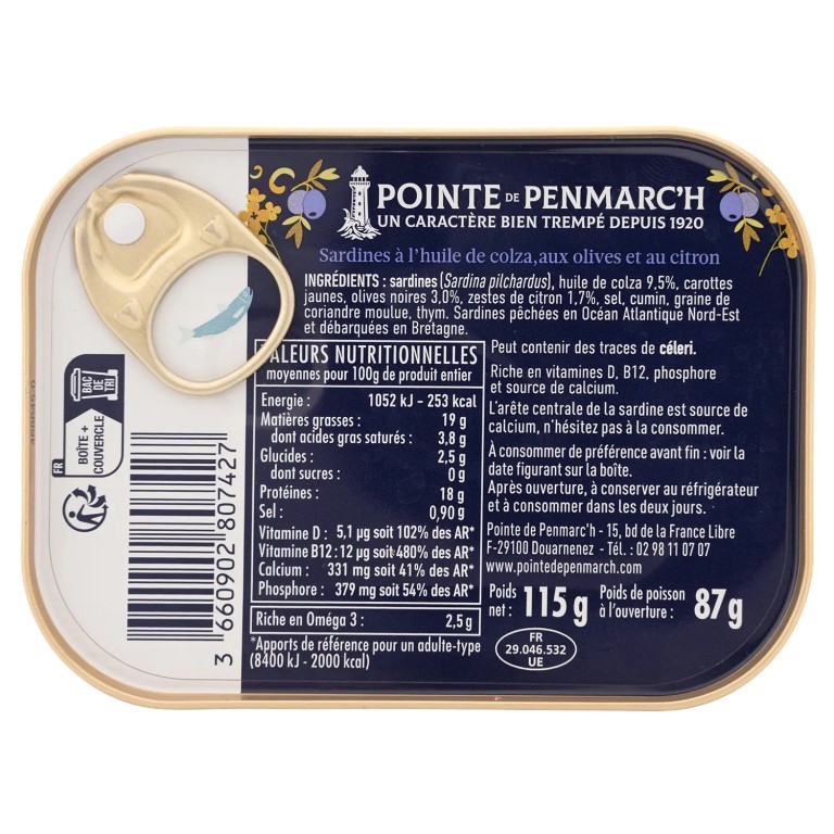 Sardines à l'ancienne à l'huile de colza aux olives noires et zestes de citron
