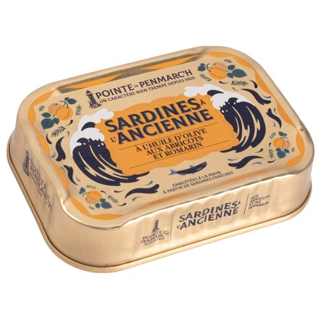 Sardines à l'huile d'olive en boîte de conserve, abricot et romarin | Pointe de Penmarc'h