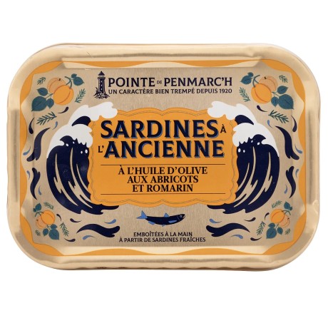 Sardines à l'huile d'olive en boîte de conserve, abricot et romarin | Pointe de Penmarc'h