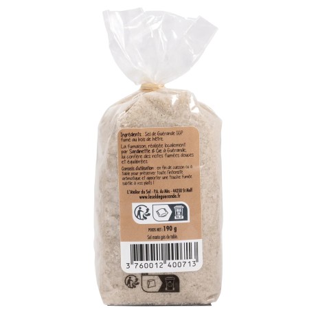 Sel de Guérande fumé au bois de hêtre sachet de 190 g - L’Atelier du Sel | Pointe de Penmarc'h