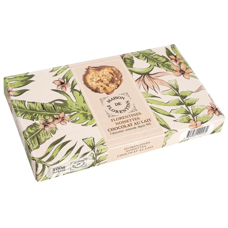 Florentins noisettes et chocolat au lait en étui 100 g, biscuit breton | Pointe de Penmarc'h