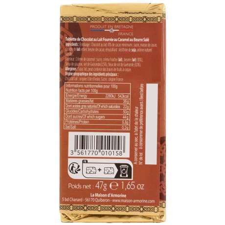 Mini tablette chocolat au lait au Salidou 47 g, Maison d’Armorine | Pointe de Penmarc'h
