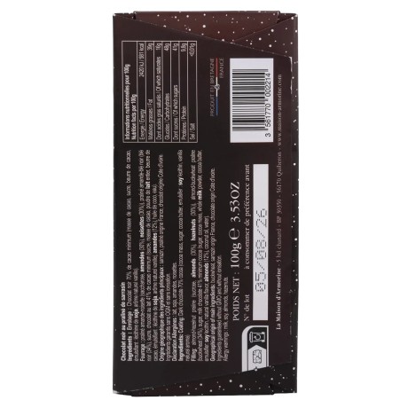 Chocolat noir au praliné de sarrasin - la tablette de 100 g