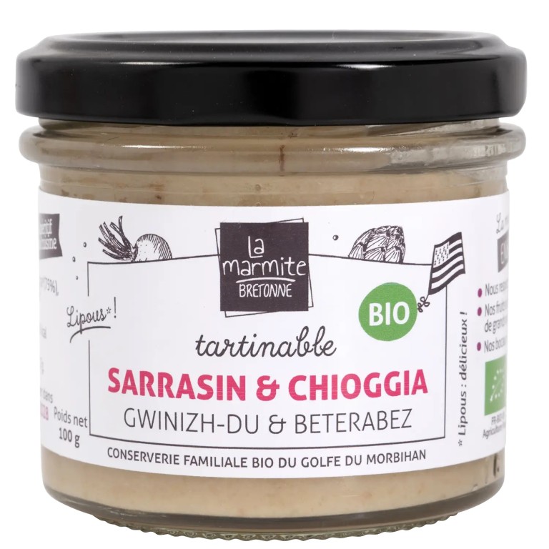 Tartinable bio sarrasin et betteraves Chioggia en verrine de 100 g La Marmite Bretonne | Pointe de Penmarc'h