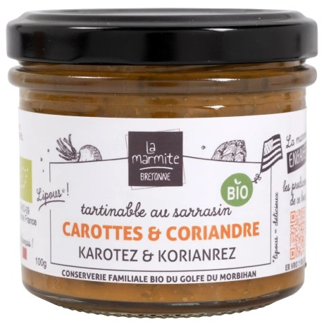 Tartinable bio au sarrasin, carottes et coriandre en verrine de 100 g | Pointe de Penmarc'h