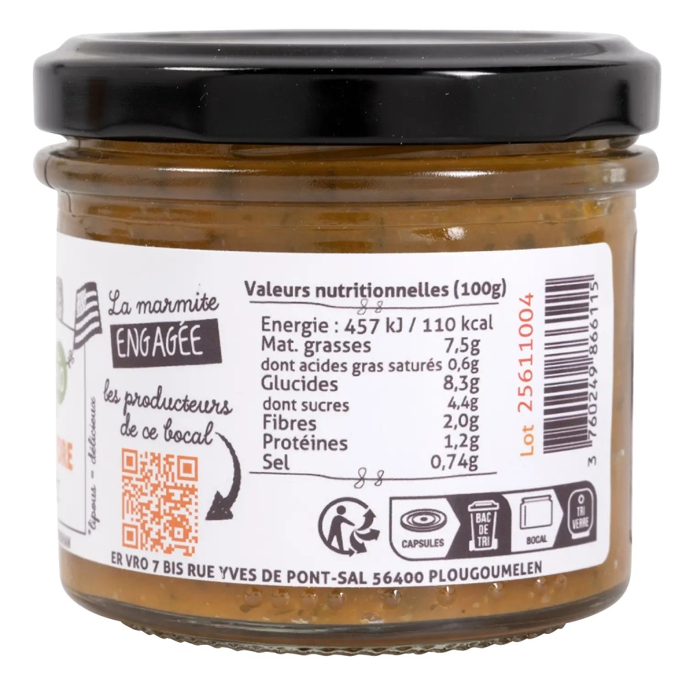 Tartinable bio au sarrasin, carottes et coriandre en verrine de 100 g | Pointe de Penmarc'h