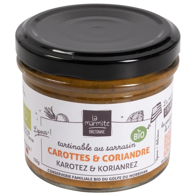 Tartinable bio au sarrasin, carottes et coriandre en verrine de 100 g | Pointe de Penmarc'h