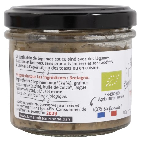 Tartinable bio sarrasin, topinambour et wakamé en verrine 100 g | Pointe de Penmarc'h