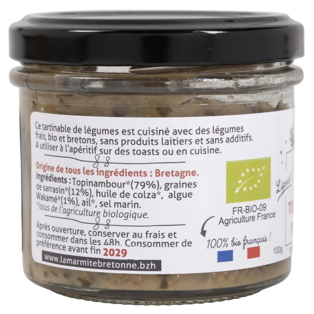 Tartinable bio sarrasin, topinambour et wakamé en verrine 100 g | Pointe de Penmarc'h