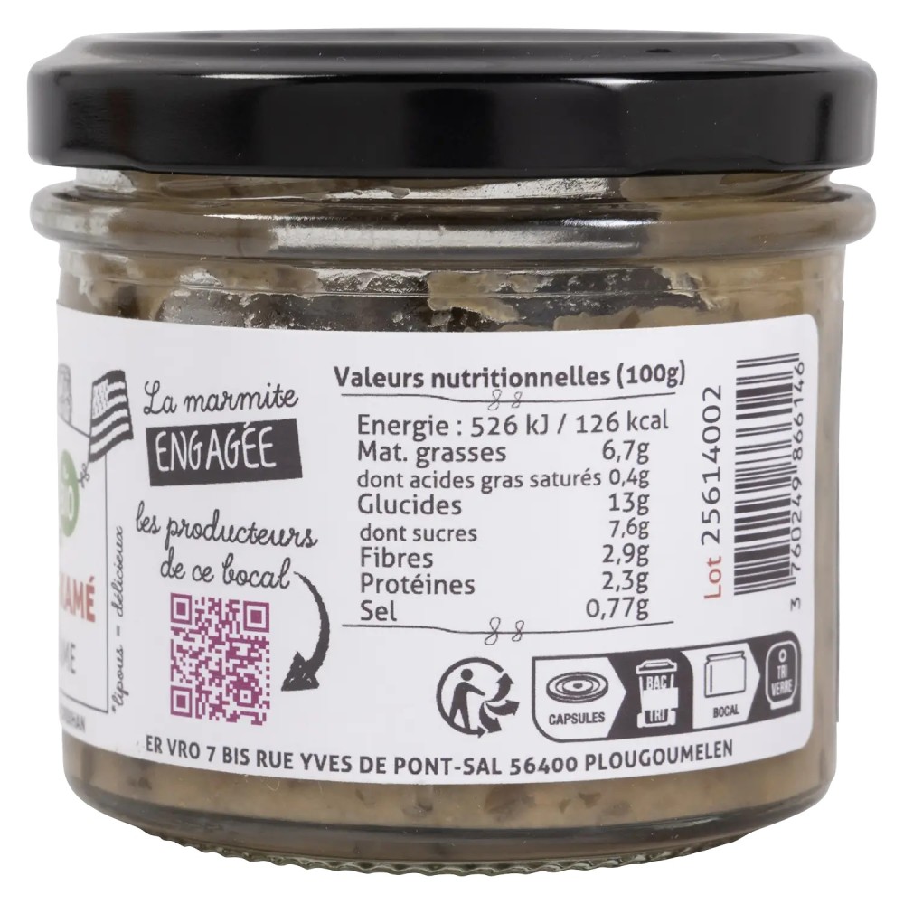 Tartinable bio sarrasin, topinambour et wakamé en verrine 100 g | Pointe de Penmarc'h