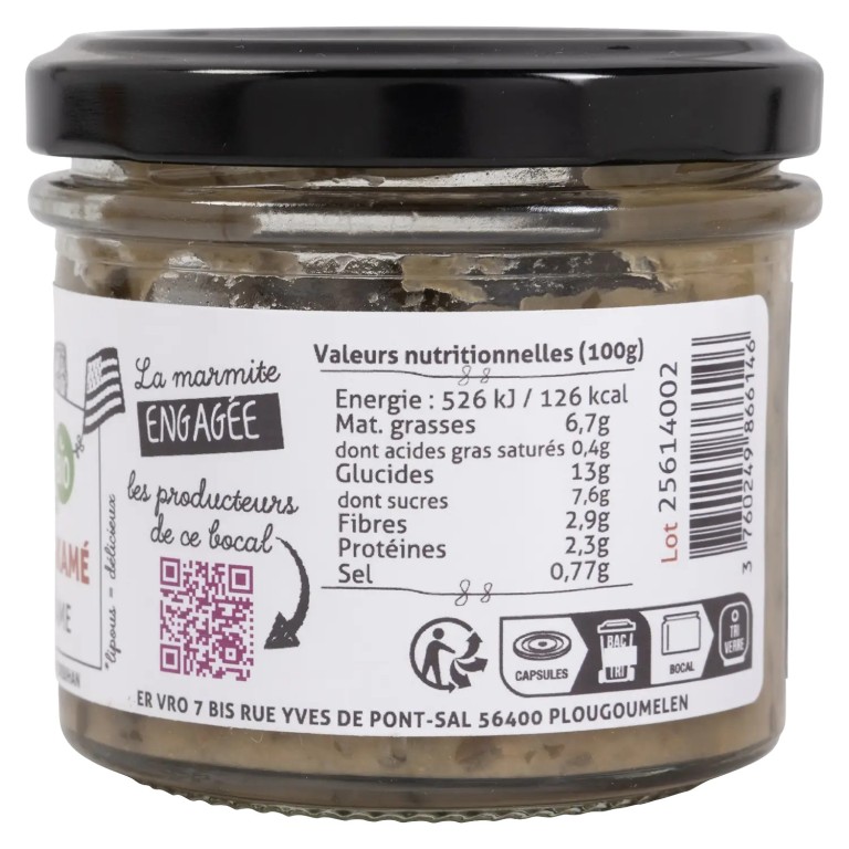 Tartinable bio sarrasin, topinambour et wakamé en verrine 100 g | Pointe de Penmarc'h