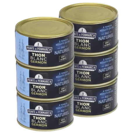 Boite de thon blanc germon au naturel, réduit en sel  | Pointe de Penmarc'h
