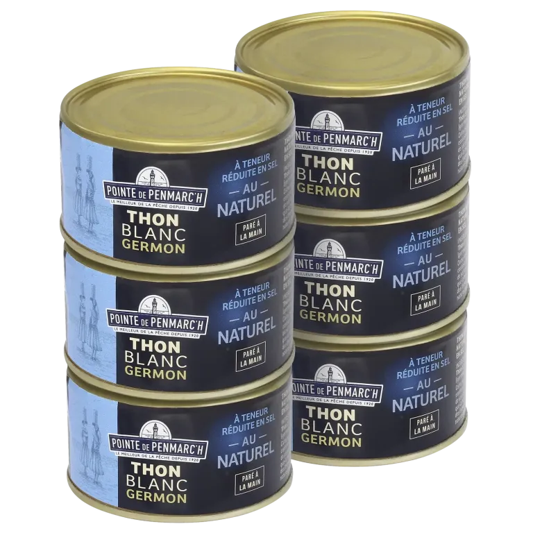Boite de thon blanc germon au naturel, réduit en sel  | Pointe de Penmarc'h