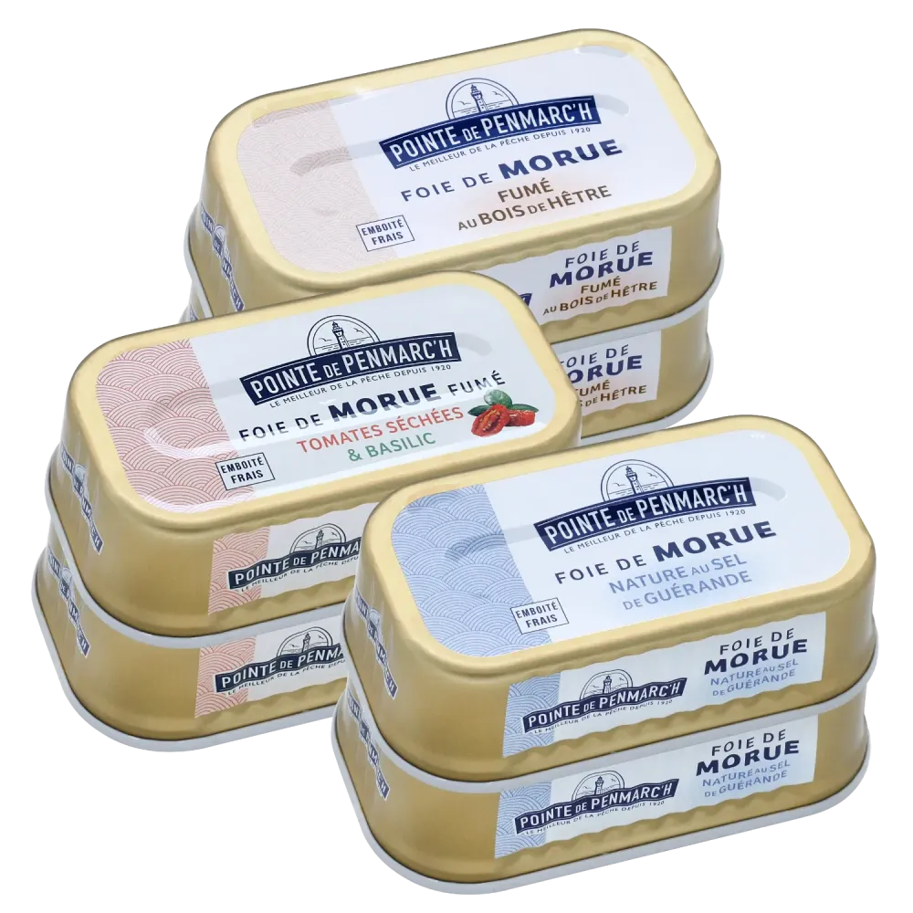 Collection foie de morue - assortiment de 6 boîtes de 121 g | Pointe de Penmarc'h