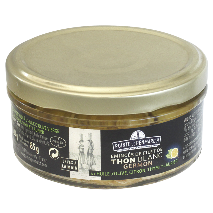 Emincés de filet de thon blanc germon à l'huile d'olive citron thym laurier