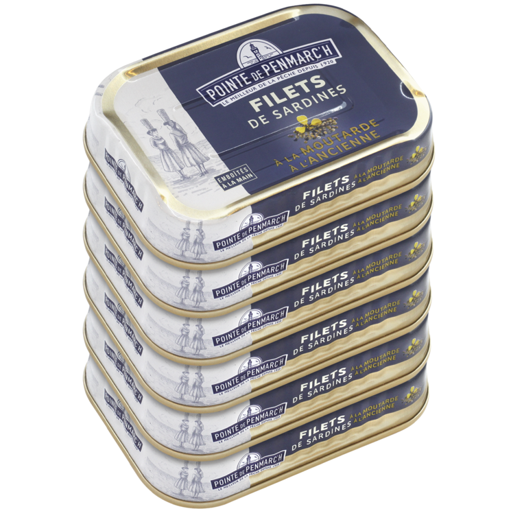Filets de sardines à la moutarde à l'ancienne  - le lot de 6 boîtes de 100 g