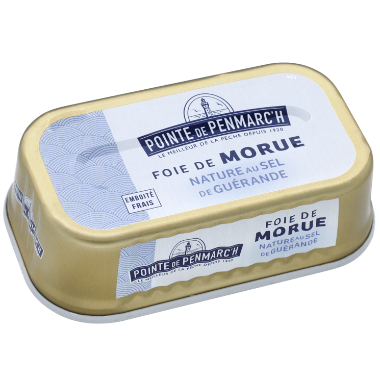 Foie de morue nature au sel de Guérande - la boîte de 121 g