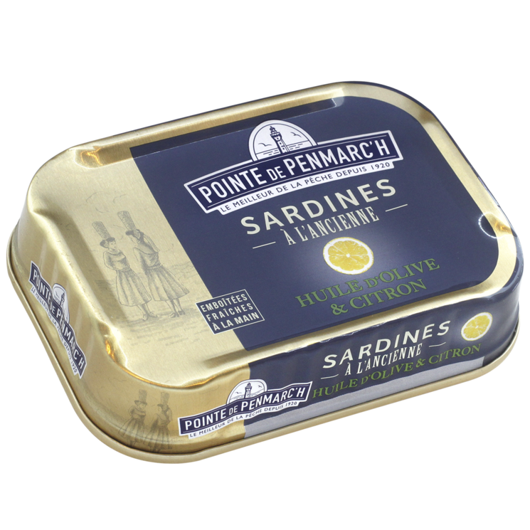 Sardines à l'ancienne à l'huile d'olive et au citron - la boîte de 115 g