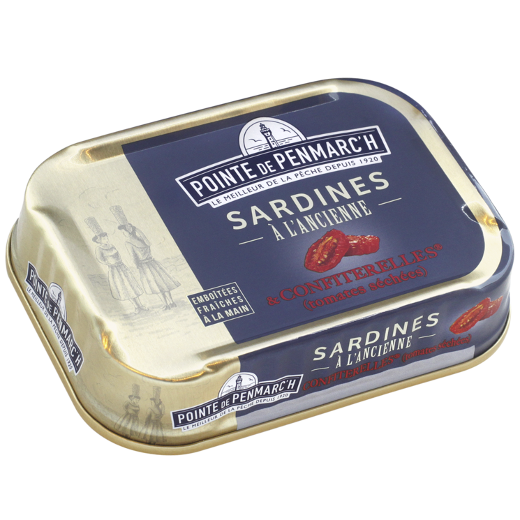 Sardines à l'ancienne à l'huile d'olive et confiterelles - la boîte de 115 g