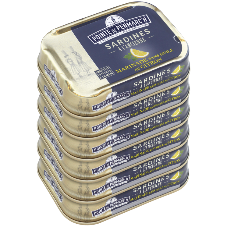 Sardines à l'ancienne marinade sans huile au citron - le lot de 6 boîtes de 115 g