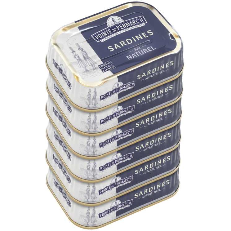 Sardines au naturel - Le lot de 6 boîtes de 135 g