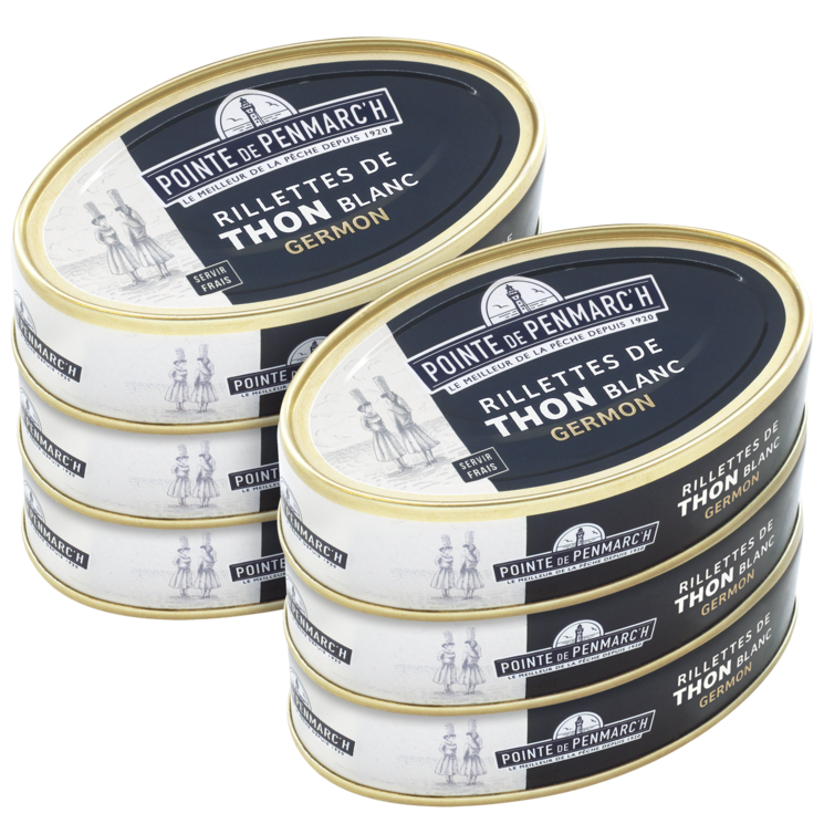Rillettes de thon blanc germon - le lot de 6 boîtes de 115 g