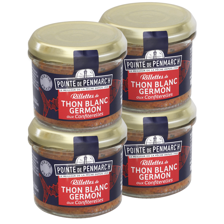 Rillettes de thon confiterelles - le lot de 4 verrines de 100 g