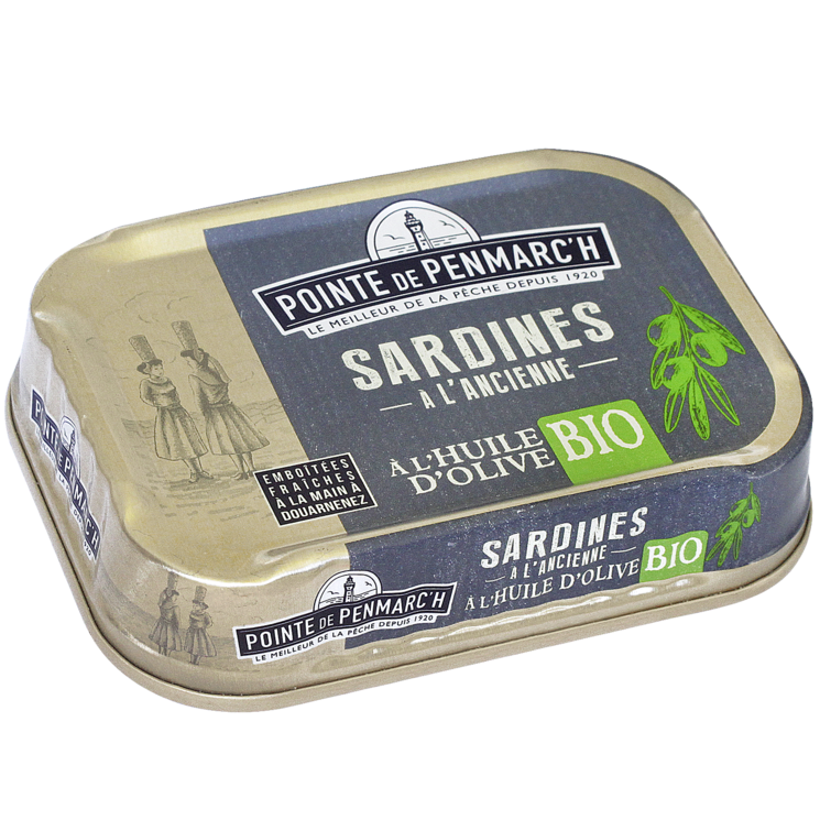 Sardines à l'ancienne à l'huile d'olive vierge extra BIO - la boîte de 115 g