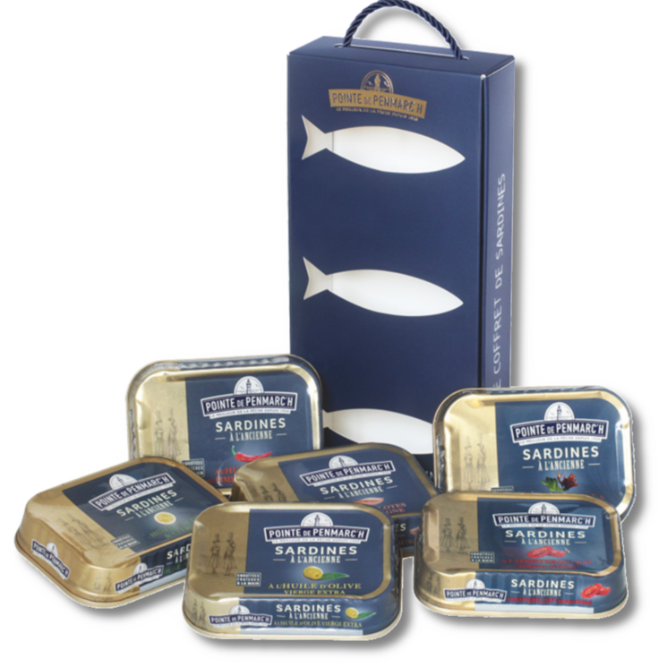 Composition sardines panachées cordelette bleu - assortiment de 6 produits de 115 g