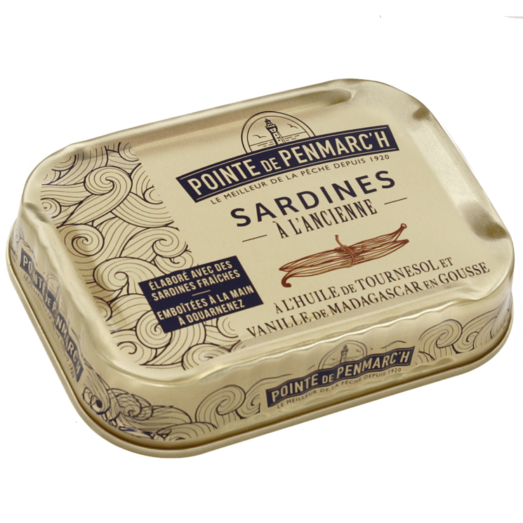 Sardines à l'ancienne à l'huile de tournesol et sa gousse de vanille de Madagascar