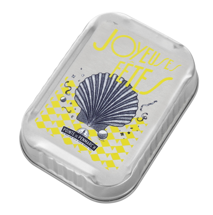 Sardines à l'ancienne à l'huile d'olive  évènementielle décor Joyeuses Fêtes coquille st Jacques - la boîte de 115 g