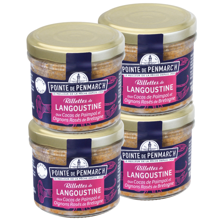 Rillettes de langoustine aux cocos de Paimpol et aux oignons rosés de Bretagne - le lot de 4 verrines de 100 g