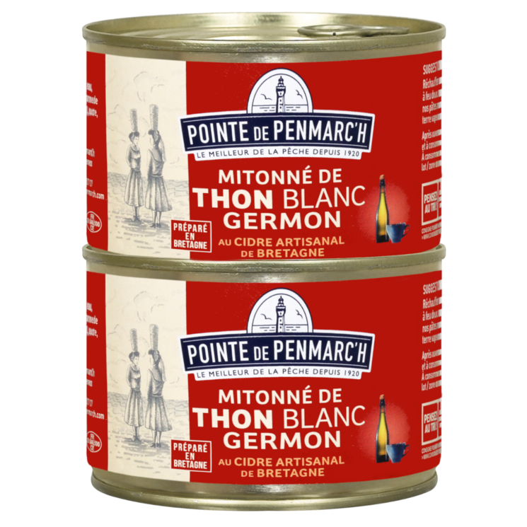 Mitonné de thon blanc germon au cidre de Bretagne - le lot de 2 boîtes de 400g